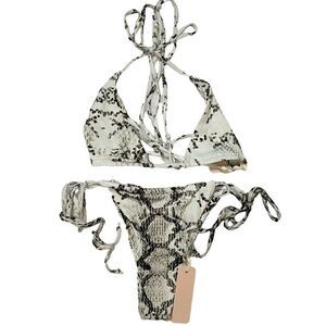 Chloe' Rose Sz S Snake Print Cheeky String Bikini NEW